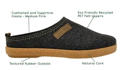 'RELAX' - Nerja -Eco Friendly Outback Slippers Rubber Sole (EU sizes)  BROWN