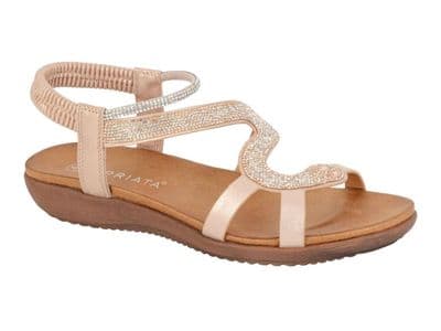 'SERPENT' Ladies Elasticated Sling Back Jewelled Sandal  ROSE GOLD
