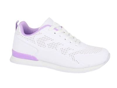 `T 755G `FLUKE´ Ladies PU Lace Up Bowling Shoe WHITE/LILAC