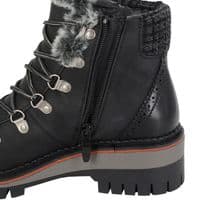 'TEODORA' Women's Zip & Lace-up Hiker Style Ankle Boots  BLACK