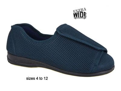 'TERRY' MS1524 Fully Opening Orthopaedic Slippers BLACK MESH