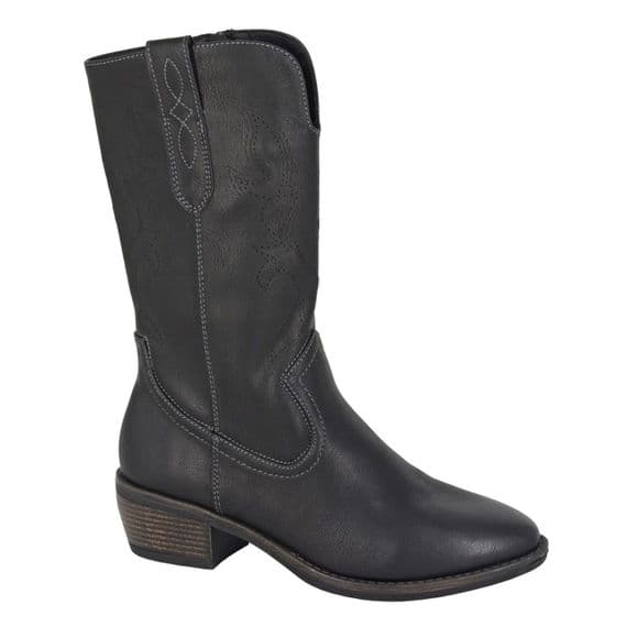 `WANDA´  Western Cowgirl  Boot with Zip  BLACK
