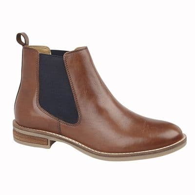 ALEXANDRA, Ladies Twin Gusset Ankle Boot  COGNAC TAN