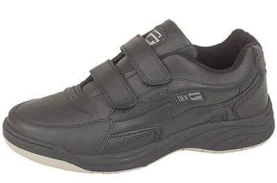 ARIZONA Mens Touch Fastening Leather Trainers BLACK