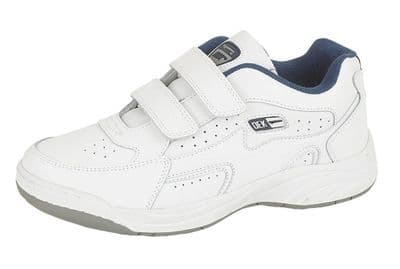 ARIZONA Mens Touch Fastening Wide-Fit Leather Trainers WHITE