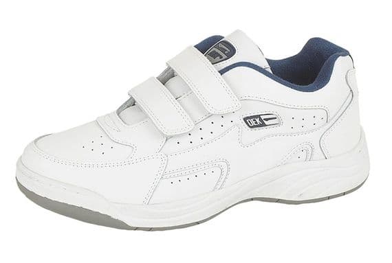 ARIZONA Mens Touch Fastening Wide-Fit Leather Trainers WHITE