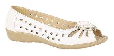 Boulevard L515 Punched Open Toe Flower Casual WHITE