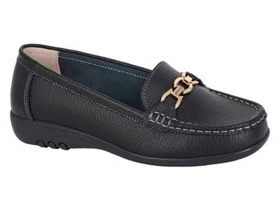 Boulevard L646 Extra Wide Saddle Loafer EEE Fitting   BLACK