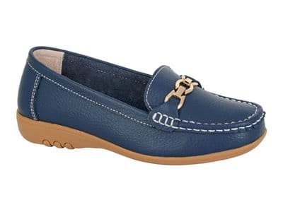 Boulevard L646 Extra Wide Saddle Loafer EEE Fitting   NAVY