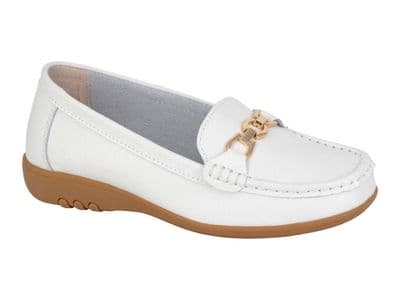 Boulevard L646 Extra Wide Saddle Loafer EEE Fitting   WHITE