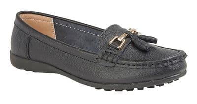 Boulevard L748 FullerFitting Tassle Loafer BLACK