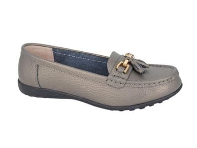 Boulevard L748 FullerFitting Tassle Loafer PEWTER METALLIC