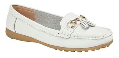 Boulevard L748 FullerFitting Tassle Loafer WHITE