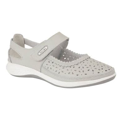Boulevard L9552 WomensTouch Fastening Window Back Bar Shoe Wide EEE Fitting   Light Grey
