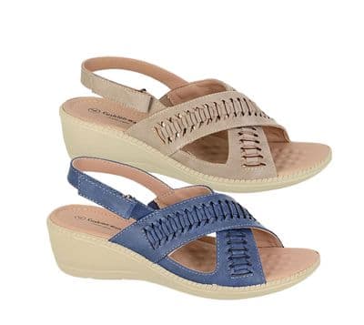 BOULEVARD Women's Fuller Fitting Interlaced X Over Slingback Sandal