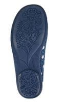 CAROL Ladies  V Throat Floral Embroidered Slippers NAVY FLORAL