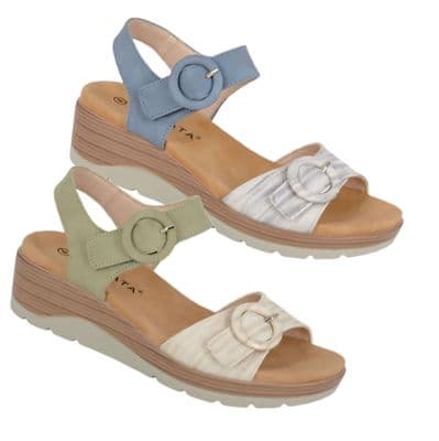 Cipriata  'FERA'  Halter Back Twin Touch Fastening Wedge Sandal