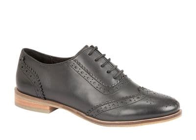 Cipriata L324 NATASHA Womens Leather Brogue Oxford Tie Shoe BLACK