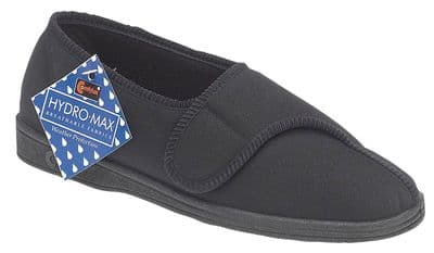 Comfylux  'BILL'  Water Resistant Touch Fastening Slipper BLACK