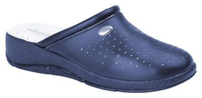 DEK L706 Ladies Anatomical Pepper-pot Wedge Heel Mule Clog  NAVY