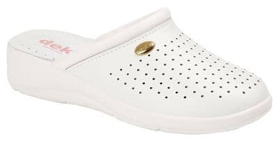 DEK L706 Ladies  Anatomical Pepper-pot Wedge Heel Mule Clog  WHITE