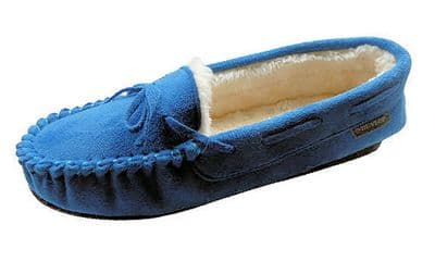 Dunlop BETH Ladies  Moccasin Slippers with Rubber Sole MIDNIGHT