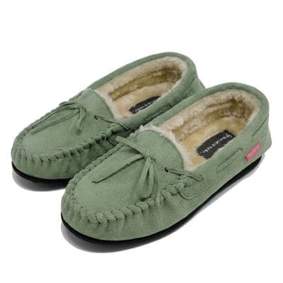 Dunlop BETH Ladies  Moccasin Slippers with Rubber Sole MOSS