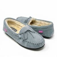 Dunlop BETH Ladies  Moccasin Slippers with Rubber Sole NEARLY BLUE