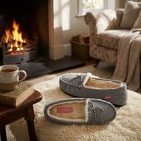 Dunlop BETH Ladies  Moccasin Slippers with Rubber Sole NEARLY BLUE