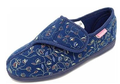 Dunlop Bluebell  Floral Print Touch and Close Slippers NAVY BLUE