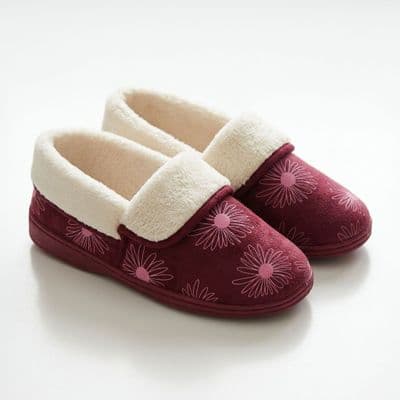 Dunlop 'IRIS' Ladies 4 way warm lined wider fitting slippers  PLUM