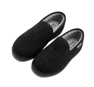 Dunlop Mens Famous LANCE III Thermal Lined Slippers with Elasticated Gussets BLACK