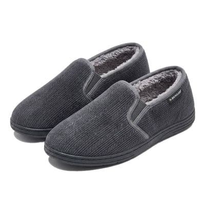 Dunlop Mens Famous LANCE III Thermal Lined Slippers with Elasticated Gussets GREY