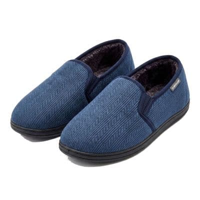 Dunlop Mens Famous LANCE III Thermal Lined Slippers with Elasticated Gussets NAVY