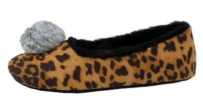 Dunlop ROSIE Ladies Soft Sole Ballerina Slippers (SMALL FITTING) Lepard