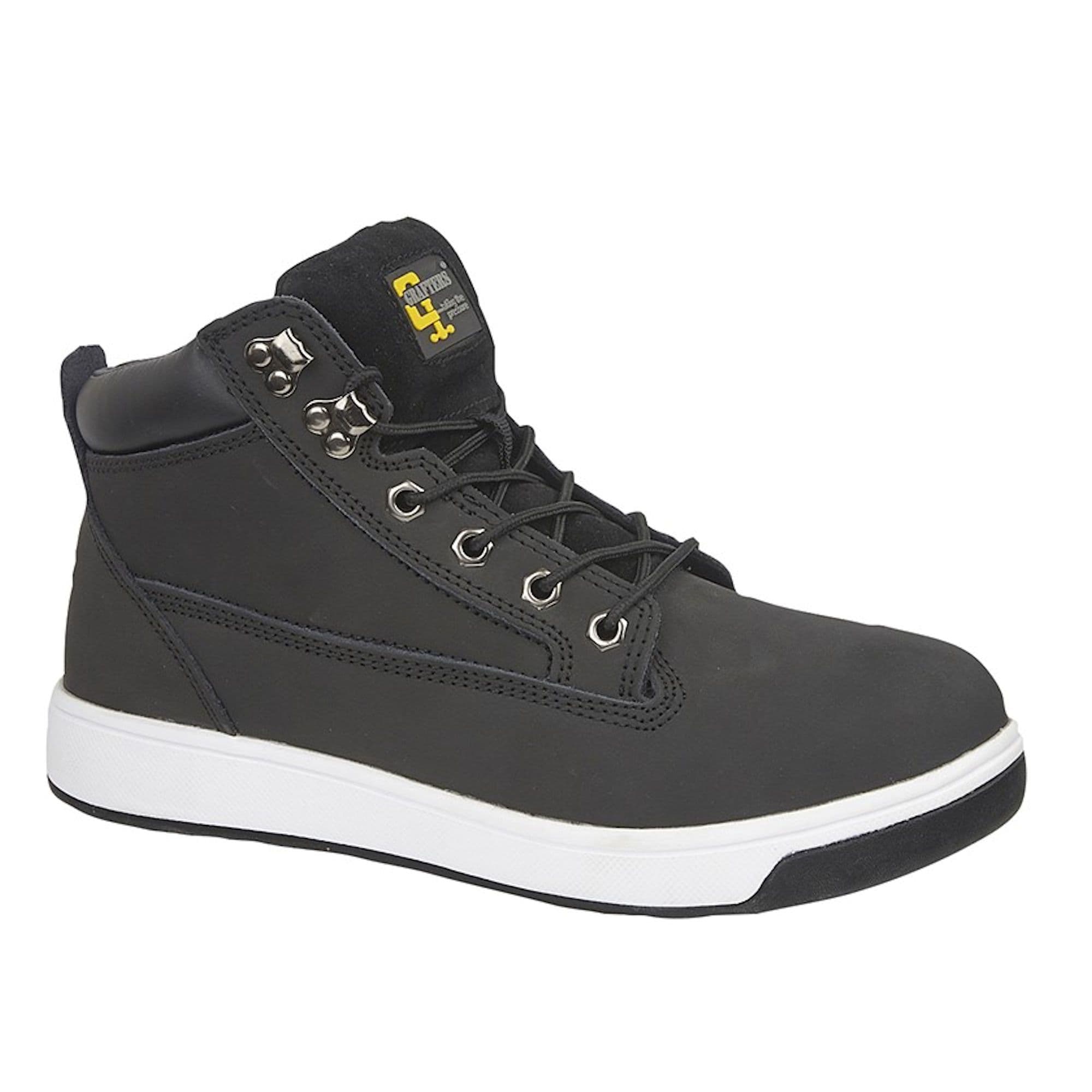 Grafters M057 Men's Nubuck Leather Safety Trainer Boot BLACK Black, 39