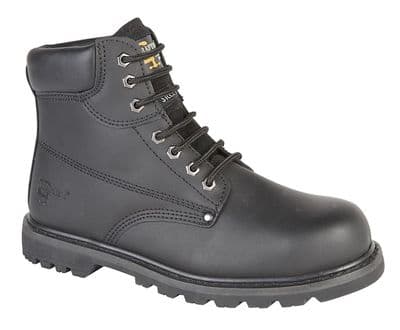 Grafters , M124 Men's Padded Leather Safety  Boot BLACK