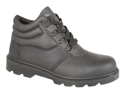 Grafters , M240 Men's Treaded Grain Leather Safety  Boot BLACK