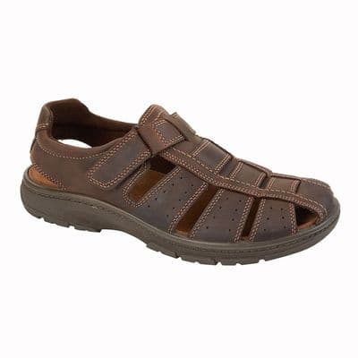 IMAC M081  Mens Touch Fastening Leather Sandals BROWN Waxy Leather
