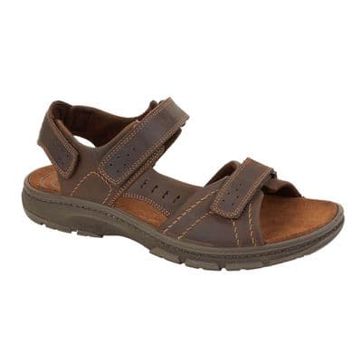 IMAC M127 Mens Triple Touch Fastening Deluxe Sports Sandals BROWN Waxy Leather