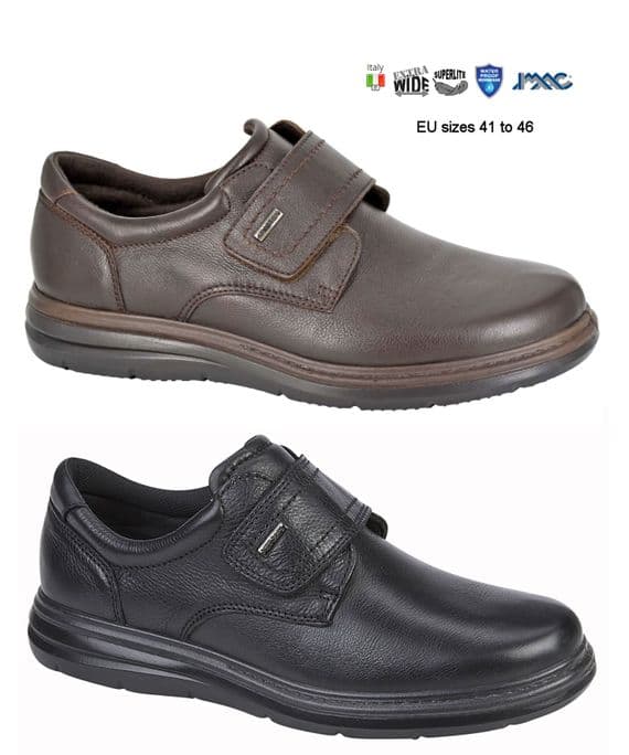 IMAC M337 Men's Wider Fitting Touch Fastening Leather Shoe BLACK and BROWN