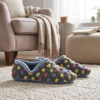 JADE Ladies Dotted Knitted Textile Full Slippers BLUE