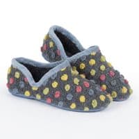 JADE Ladies Dotted Knitted Textile Full Slippers BLUE