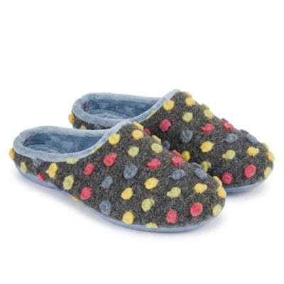 Ladies 'AMY' Dotted Mule Slippers BLUE