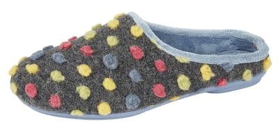 Ladies 'AMY' Dotted Mule Slippers BLUE