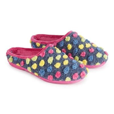 Ladies 'AMY' Dotted Mule Slippers FUCHSIA