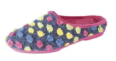 Ladies 'AMY' Dotted Mule Slippers FUCHSIA