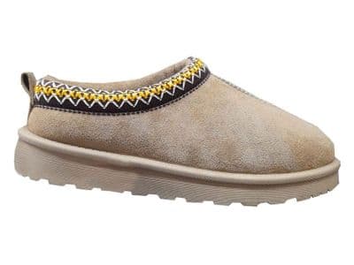 Ladies 'DANA' Microsuede Embroidered Cuff Mule  BEIGE