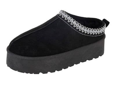 Ladies 'DANILLA' Microfibre Braided Platform Mule  BLACK