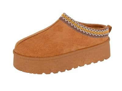 Ladies 'DANILLA' Microfibre Braided Platform Mule  TAN